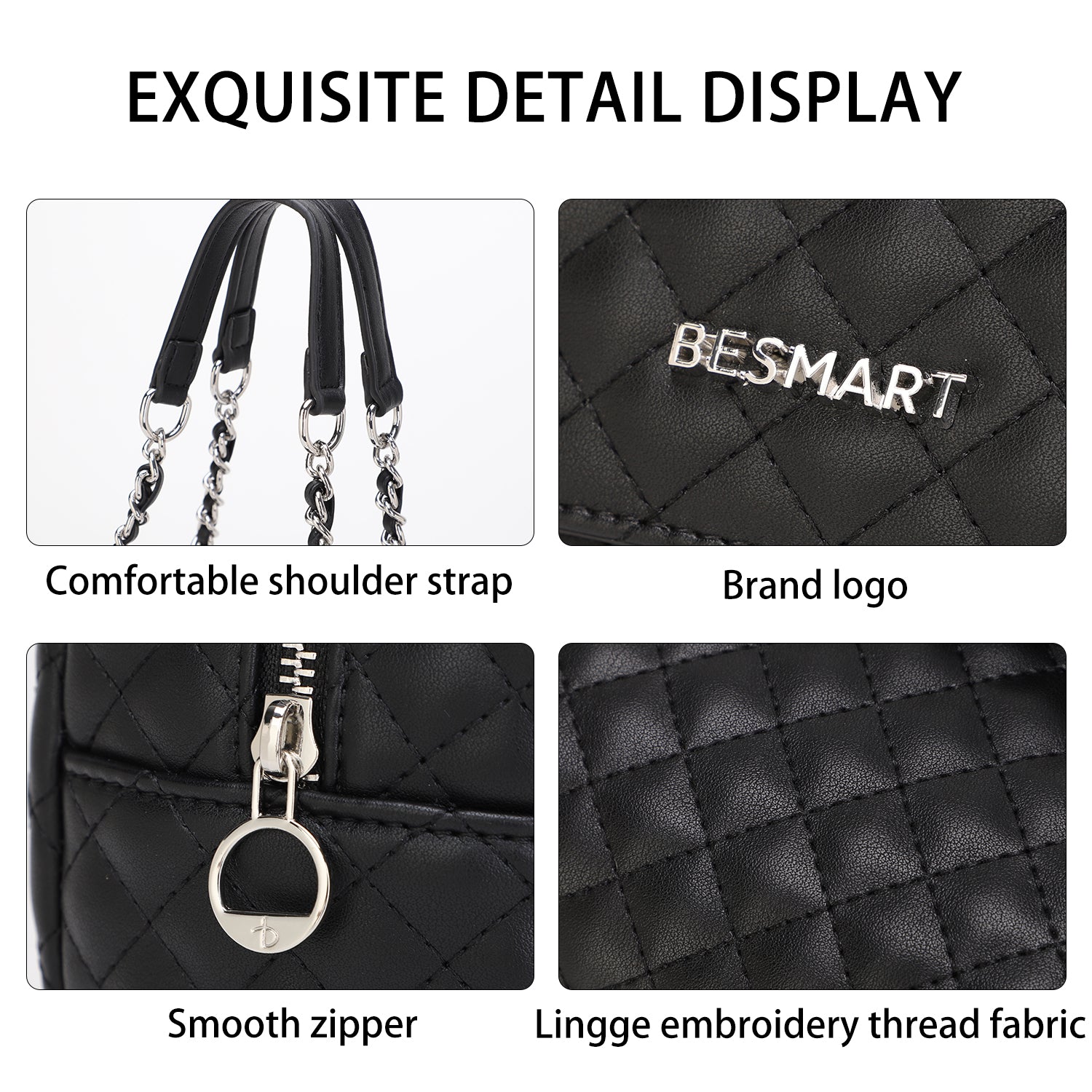BE SMART Quilted Tote Bag for Women