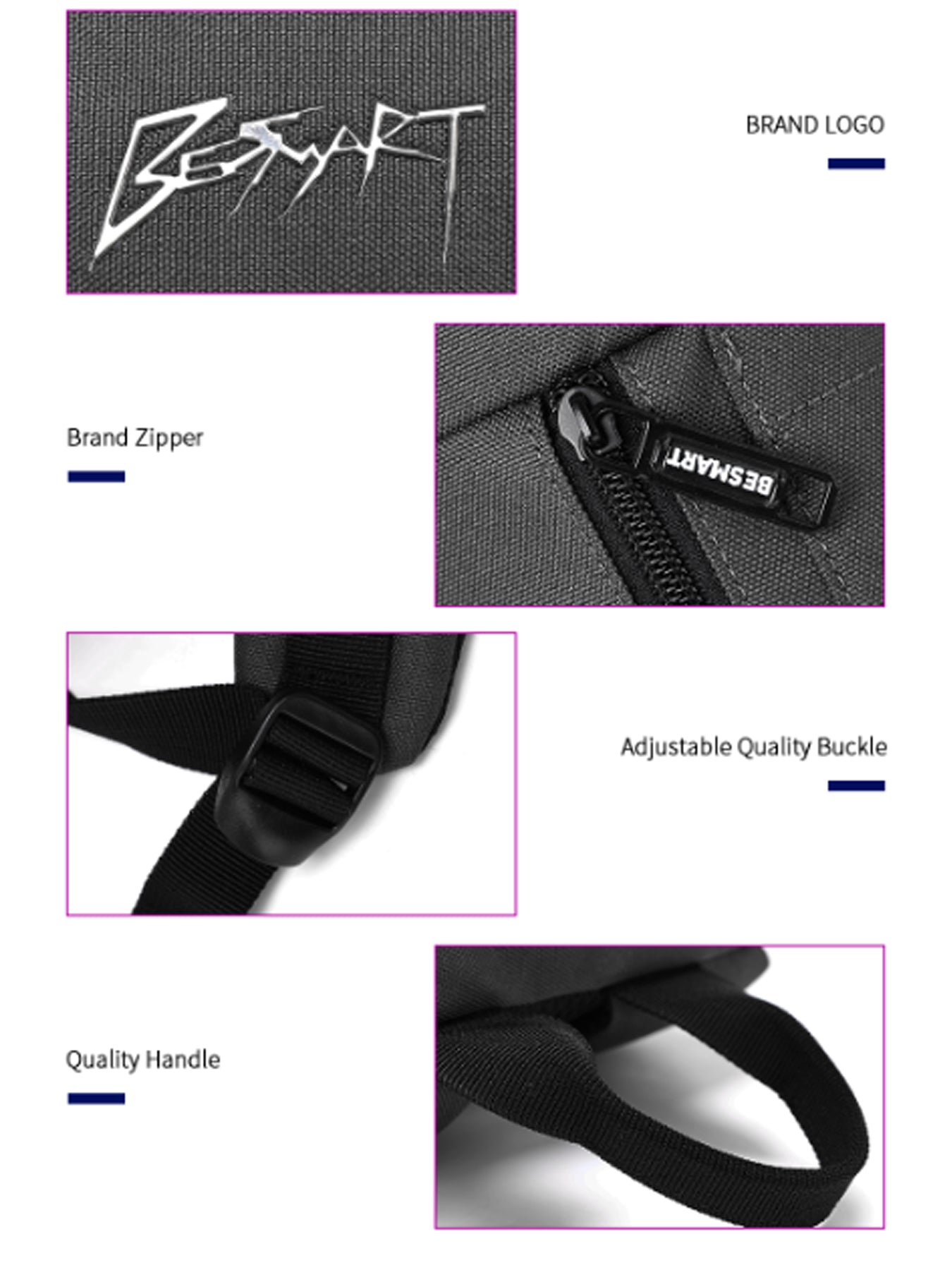BE SMART Colorblock Triple Zipper Backpack