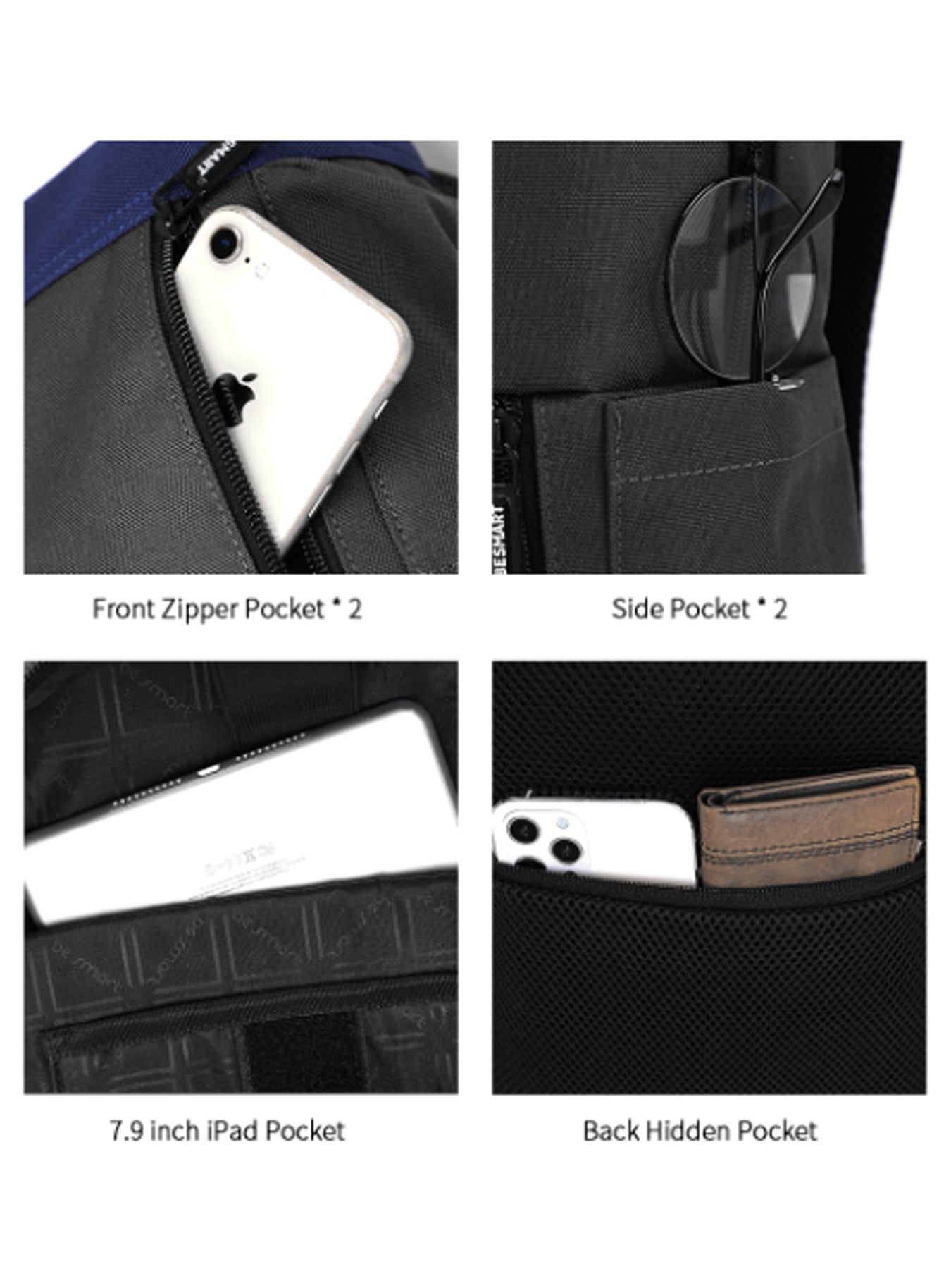 BE SMART Colorblock Triple Zipper Backpack