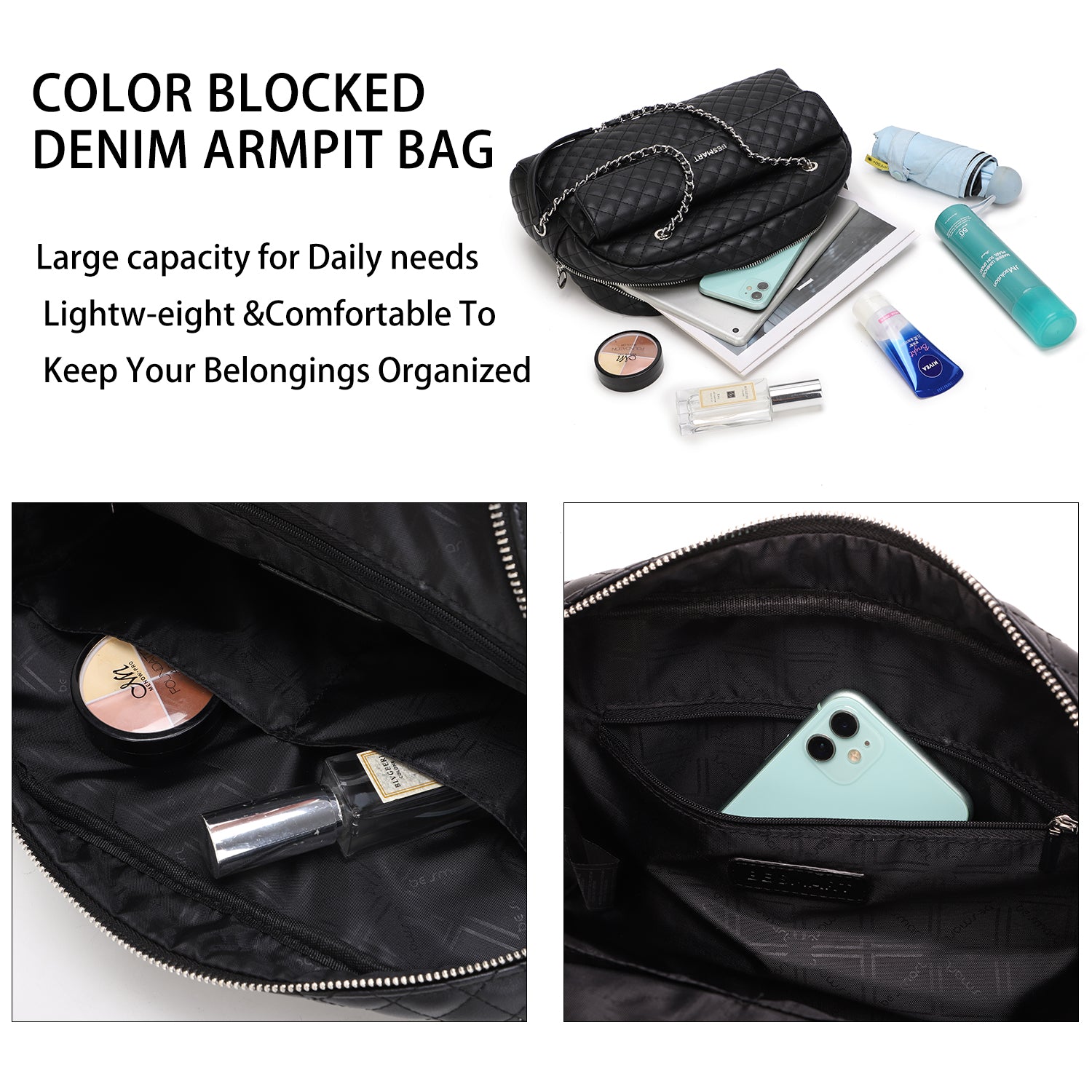 BE SMART Quilted Tote Bag for Women