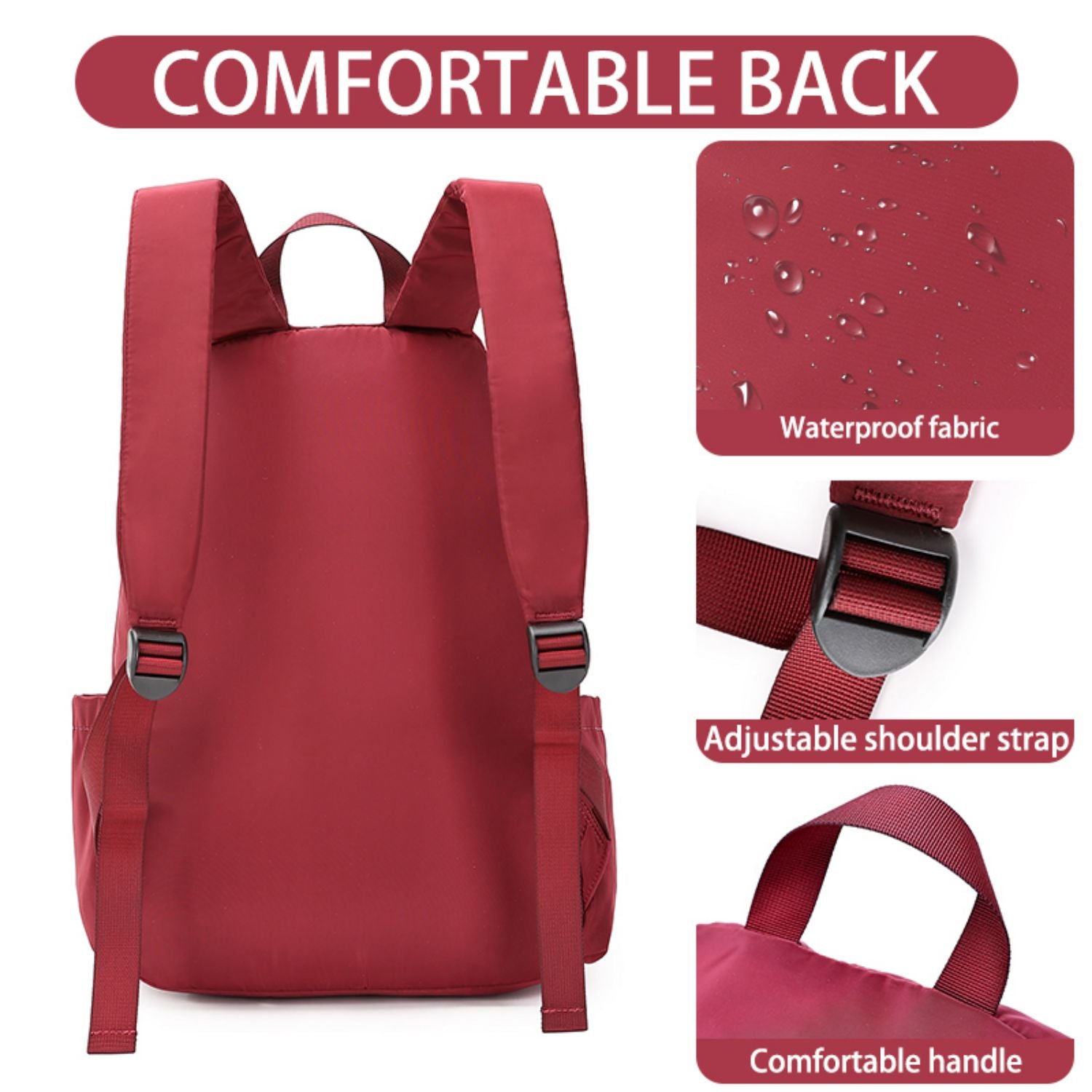BE SMART Red Lightweight Backpack For Women
