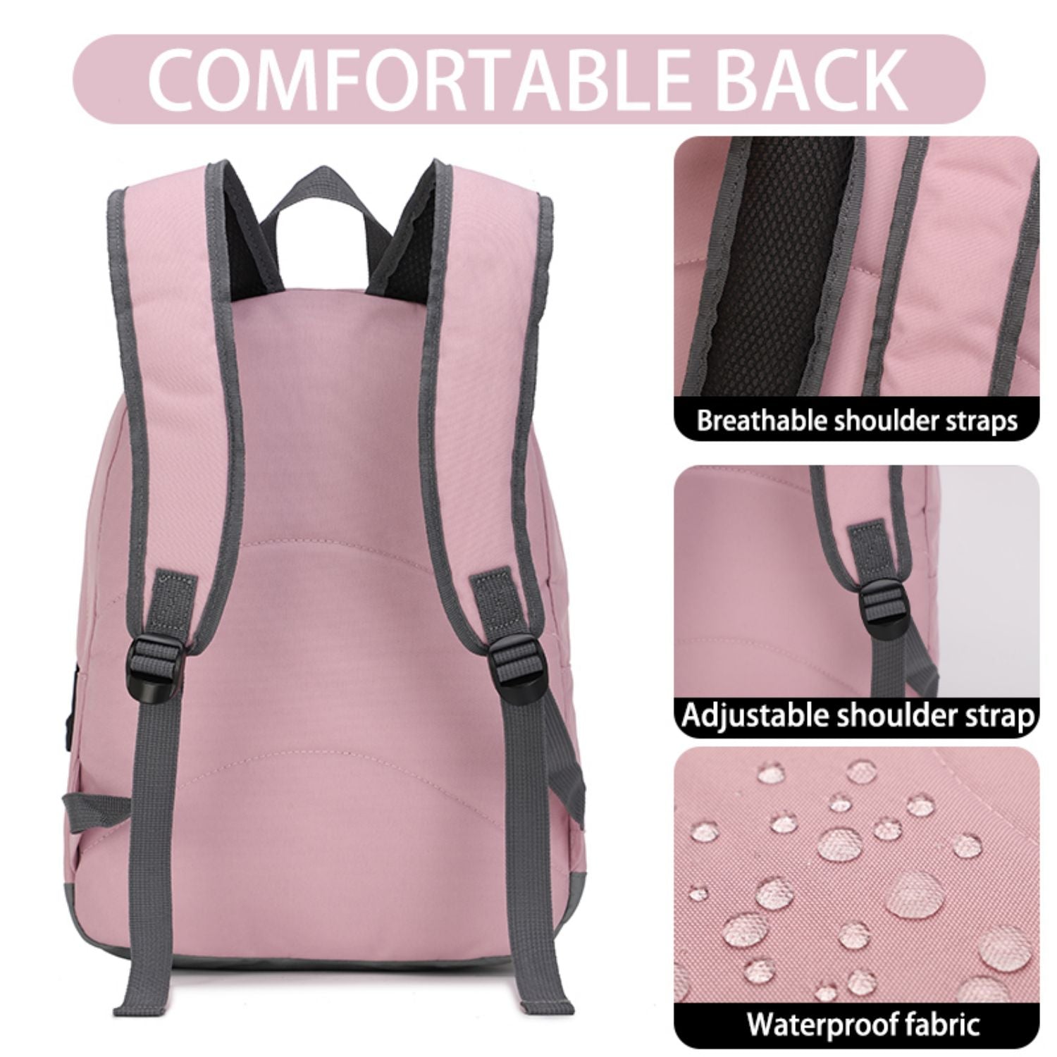 BE SMART Pink Backpack with Headphone Storage