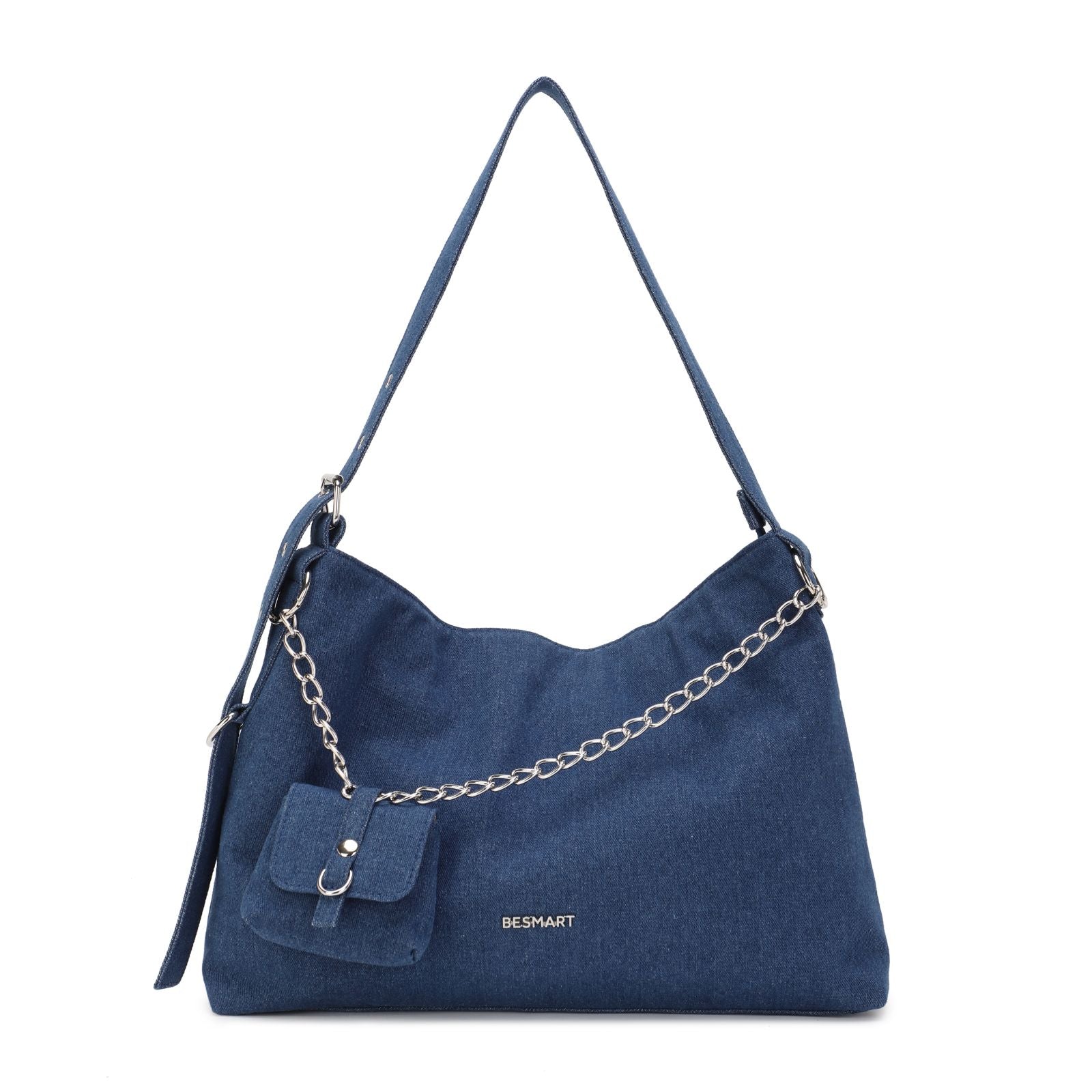 BE SMART Denim Hobo Tote Bag