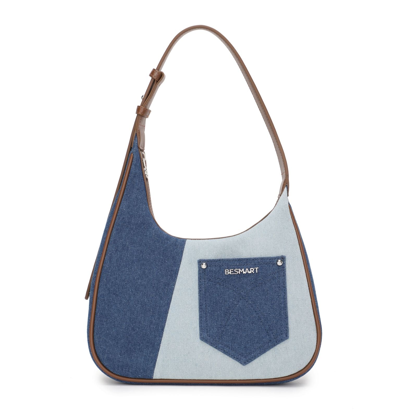BE SMART Denim Pocket Underarm Crescent Bag