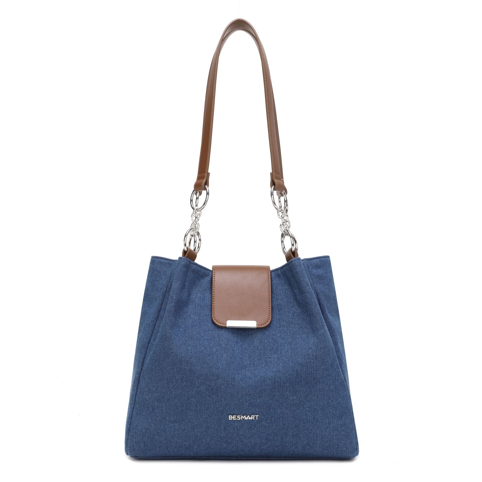 BE SMART Denim Chain Tote Bag