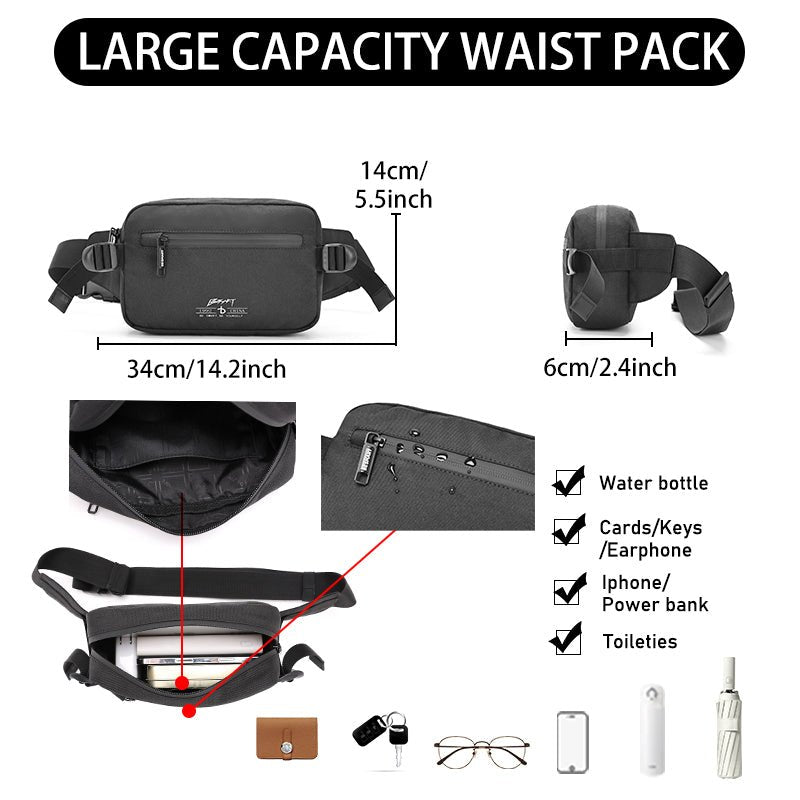 BE SMART Sport Running Bag, Lightweight Gym Chest Crossbody Fanny Pack,Classical Sling Shoulder Casual Waist Bag Daypack for Outdoor,Fishing,Cycling,Hiking,Camping,Gifts