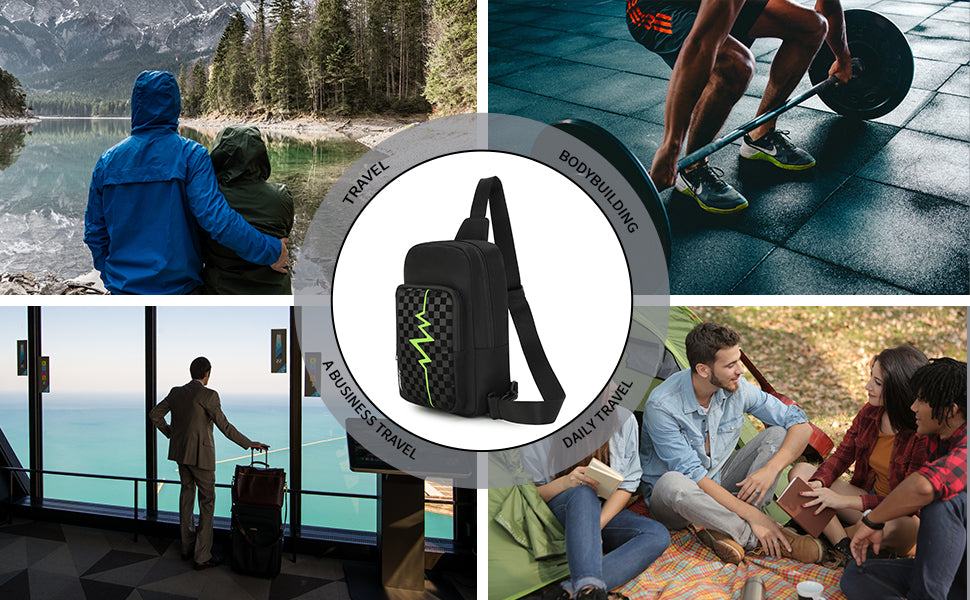 BE SMART Heartbeat Line Chest Bag Men